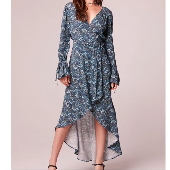 NWT Band of the Free | Jewel Teal Floral Wrap Maxi Dress L - Picture 1 of 14